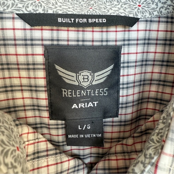 ARIAT Relentless Men's Plaid Long Sleeve Button-Up Shirt L Multicolor Casual - Picture 6 of 13